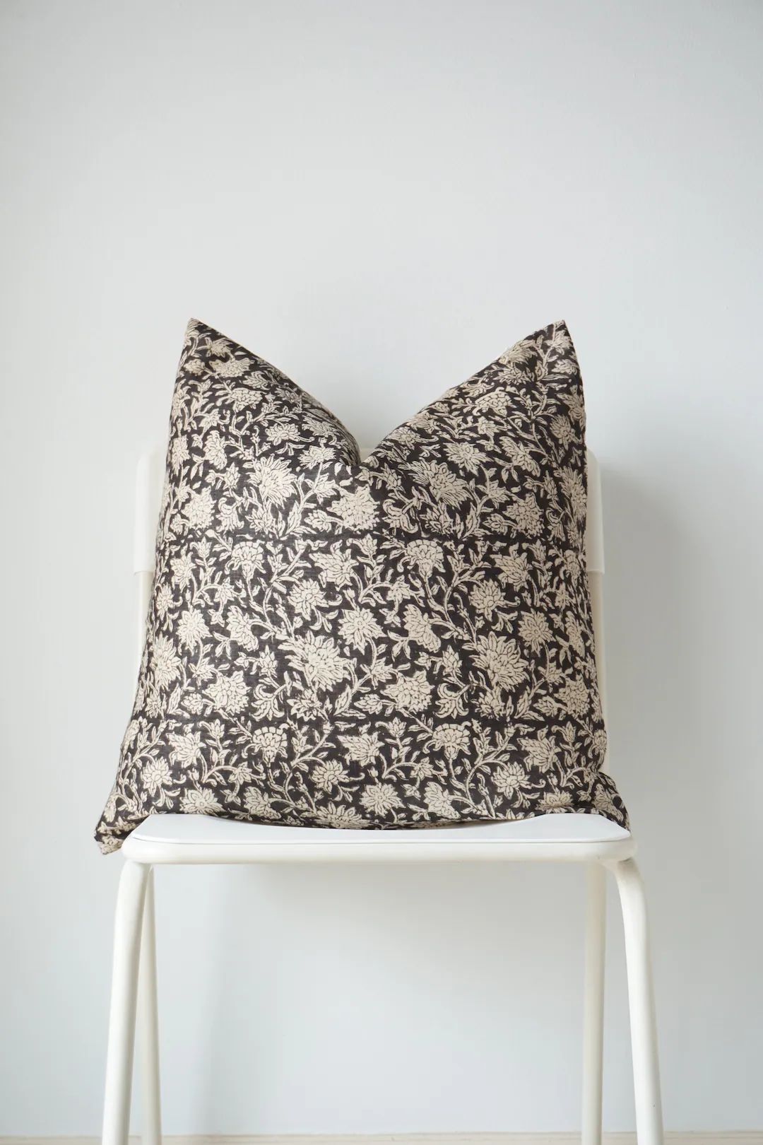 Block Print Pillow, Floral Pillow, Botanical Pillow, Boho Pillow, Decorative Pillow, Farmhouse De... | Etsy (US)