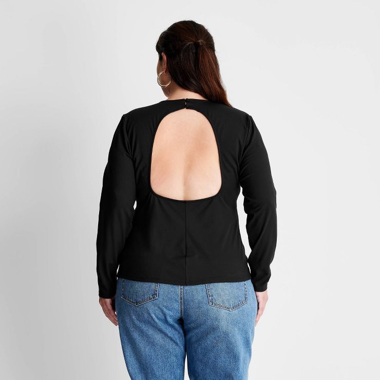 Women's Long Sleeve Open Back T-Shirt - Future Collective™ with Kahlana Barfield Brown Black | Target