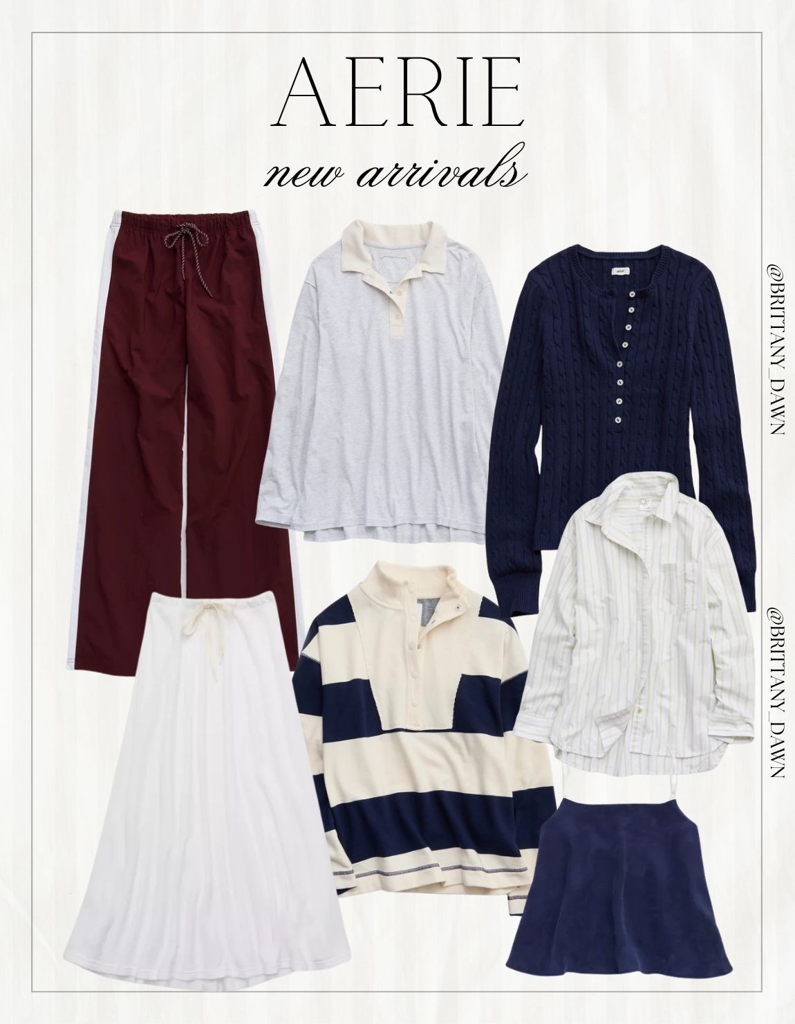 I’m loving these new arrivals from Aerie! 🍂

From cozy cable-knit sweaters, striped long-sleeve rugby shirts, and classic button-downs to comfortable track pants and flowing maxi skirts, these pieces are perfect for everyday laid-back style. ✨

#Aerie #AerieREAL #CasualStyle #FallWardrobe #CozyVibes #Loungewear #LTKunder50 #LTKsalealert #LTKstyletip #LTKfit #EverydayOutfit #StreetStyle

#LTKootd #LTKSeasonal