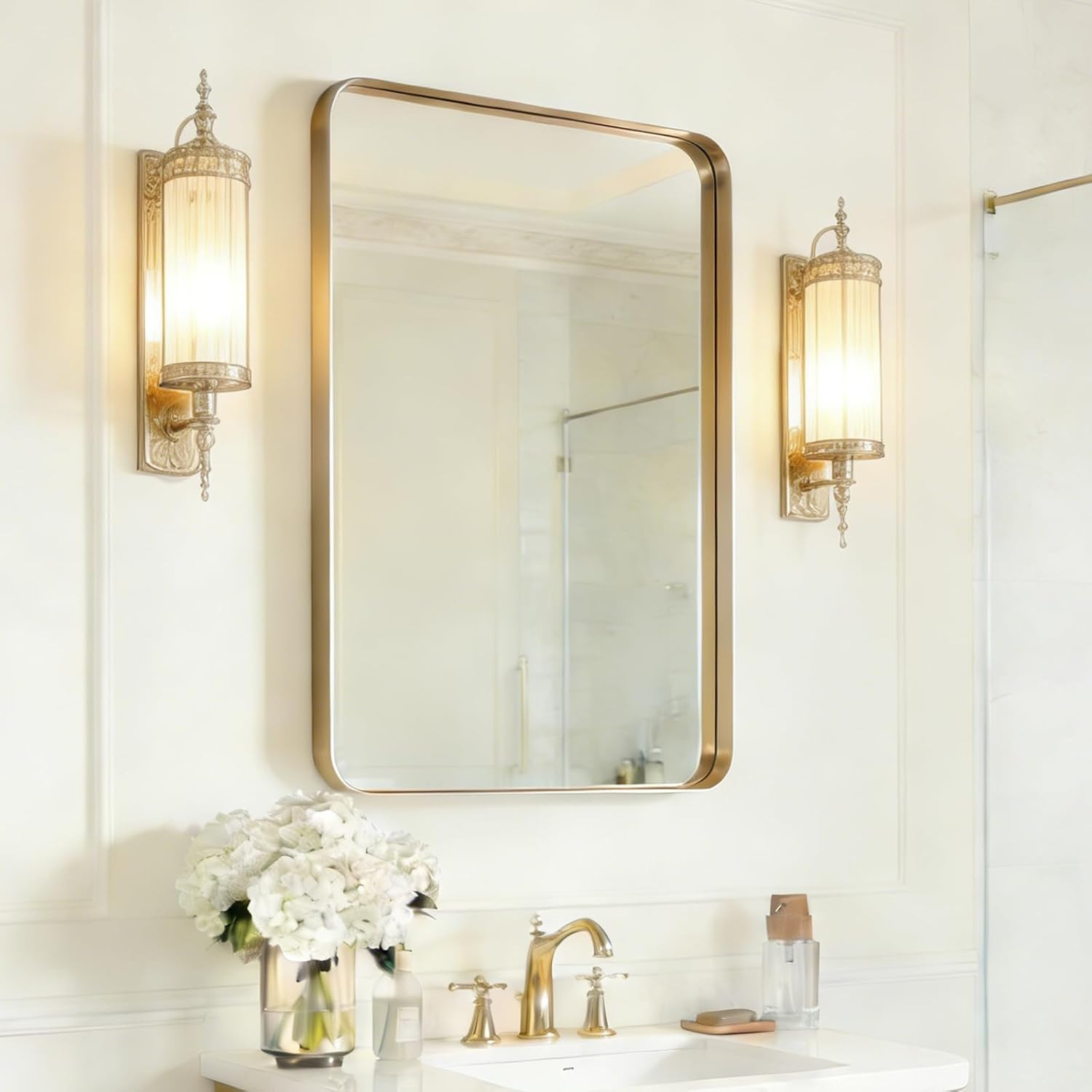 Gold Bathroom Mirror 24"x36", Rectangle Mirror for Bathroom Sink | Amazon (US)