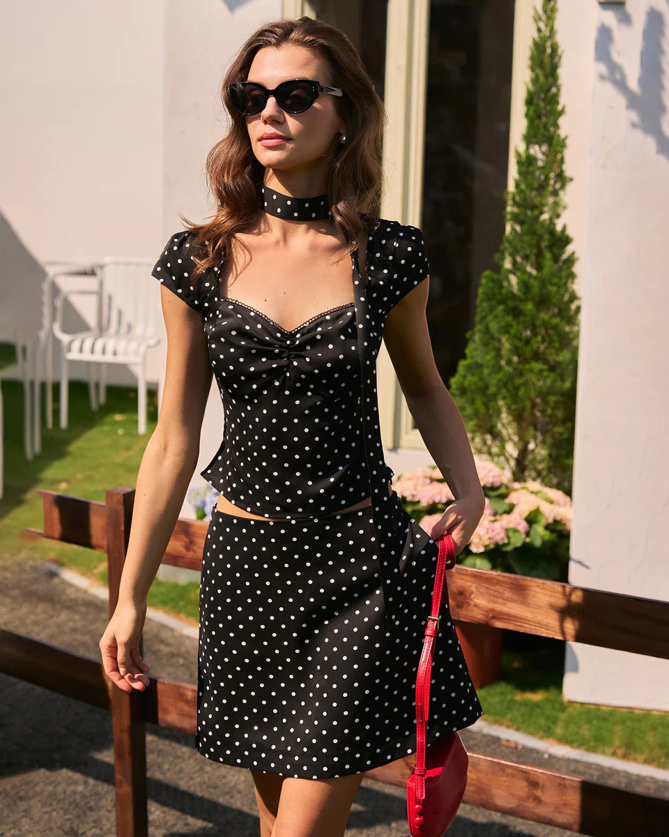 Black Polka Dot Tie Tee | rihoas.com