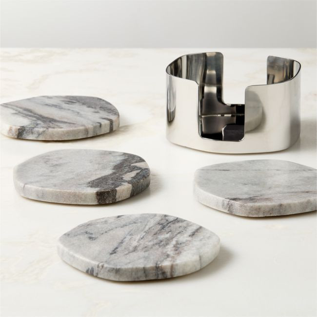 Matteo Grey Marble Coasters Set of 4 | CB2