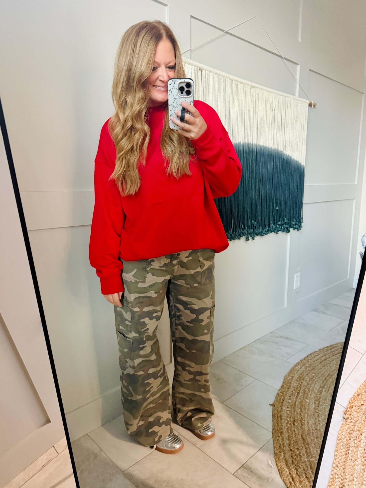 Look at these pants from WALMART!! Only $16.98 and so cute! This is my favorite Walmart crewneck in red.

Pants: regular size M
Sweatshirt: sized up to XL

#LTKFindsUnder50 #LTKOver40