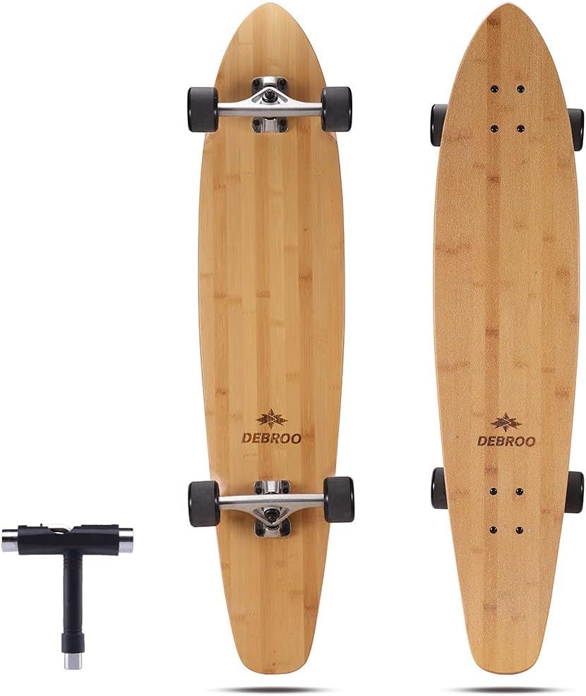DEBROO Flexible Bamboo Longboard Skateboards Cruiser for Adults | Amazon (US)