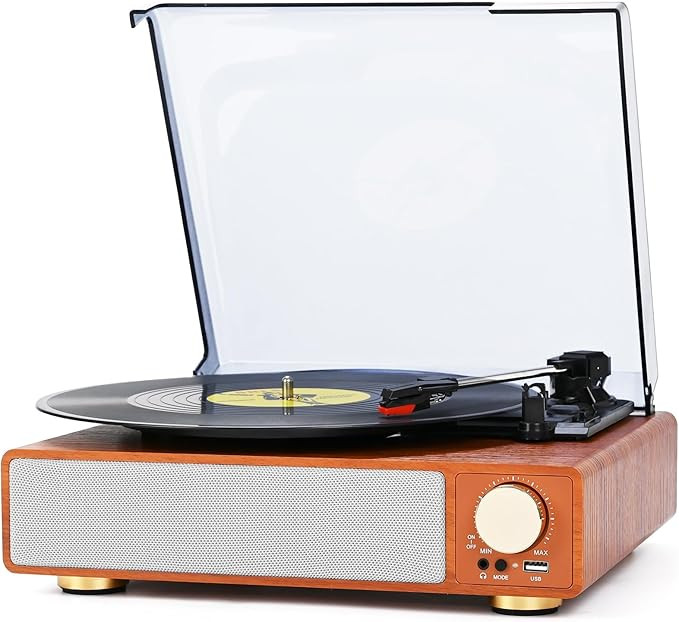 Vinyl Record Player Turntable,Built-in Bluetooth & 2 Stereo Speakers,Vinyl Record Player 3 Speed ... | Amazon (US)