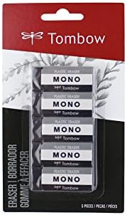 Tombow 57327 MONO Black Eraser, Small, 5-Pack. Cleanly Removes Marks Without Damaging Paper | Amazon (US)