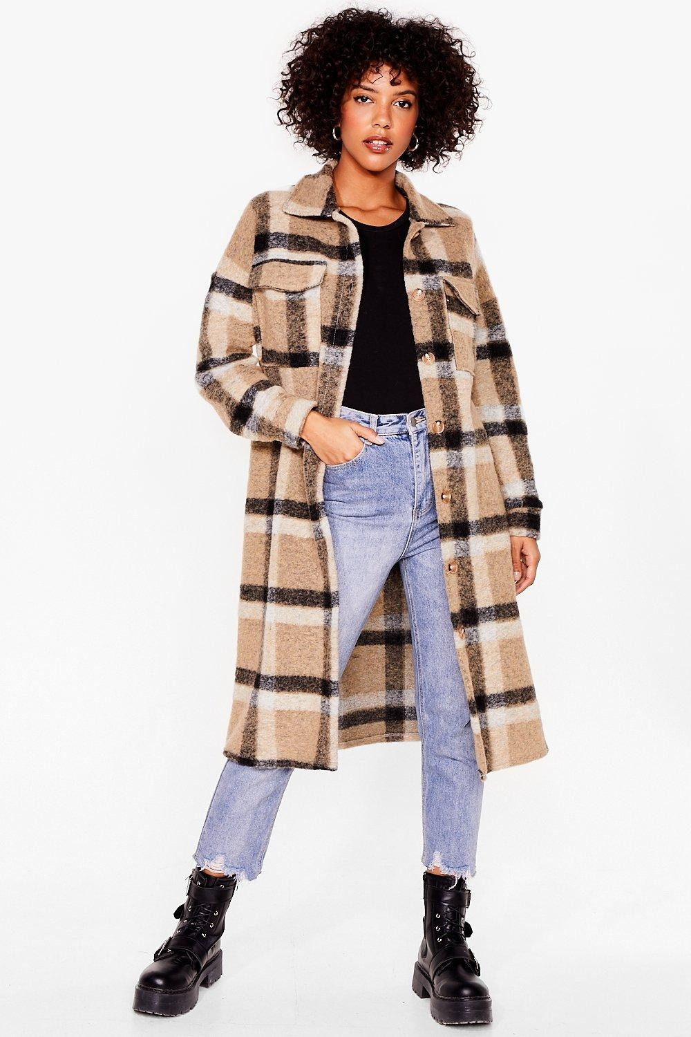 Checkin' Up on 'Em Longline Faux Wool Jacket | NastyGal (US & CA)