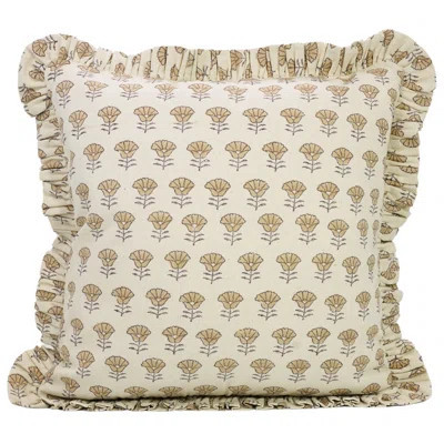 Fabdivine Elegant Frill Pillow Cover Duck Canvas, Block Print, Throw Pillow (Beige, Kohinoor) | Wayfair North America