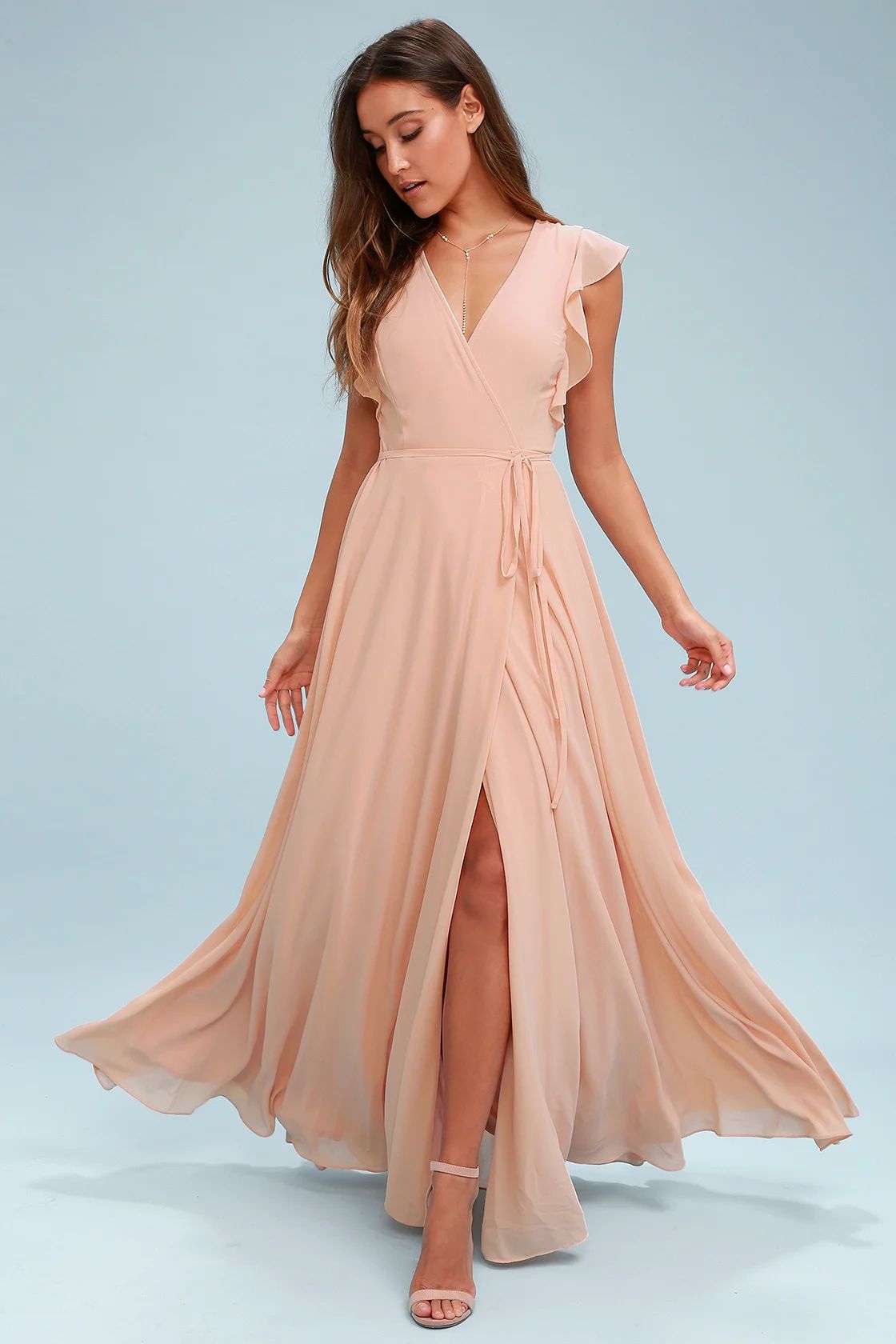 Crescendo Blush Wrap Maxi Dress | Lulus (US)
