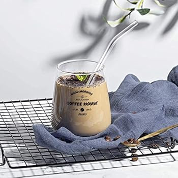 HeykirHome 8-Pack Reusable Glass Straw,Size 8.5''x10 MM,Including 4 Straight and 4 Bent with 2 Cl... | Amazon (US)