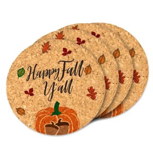 Ducky Days 8417235 4 in. Dia. Happy Fall You All Round Cork Coasters - Set of 4 | Walmart (US)