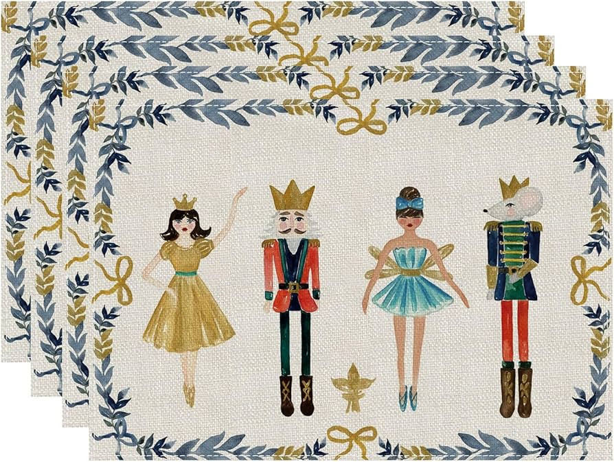 Merry Christmas The Nutcracker Placemats Set of 4 Xmas Table Mats Winter Table Decorations 12x18 ... | Amazon (US)