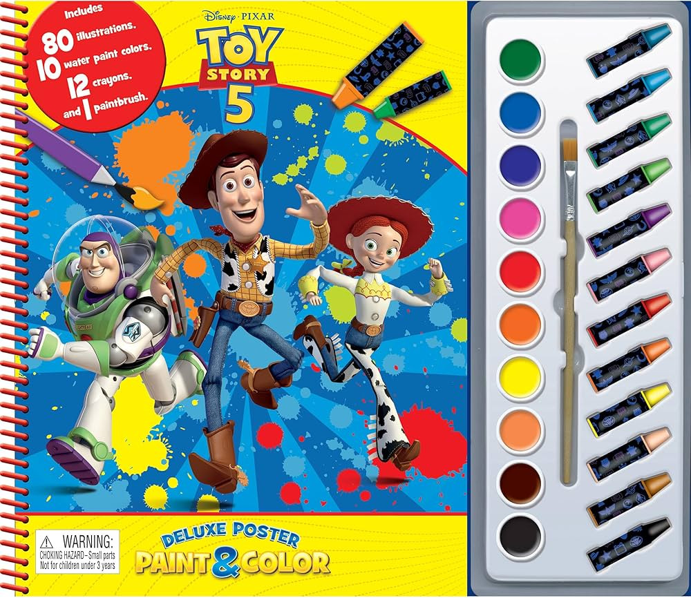 Disney / Pixar Toy Story 5 Deluxe Poster Paint & Color - Coloring Book for kids, 80 illustrations... | Amazon (US)