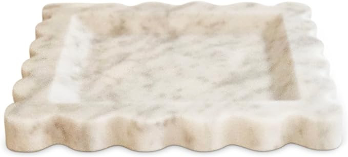 Anacua House | Scalloped Edge Marble Tray (White Carrera Marble) | Amazon (US)