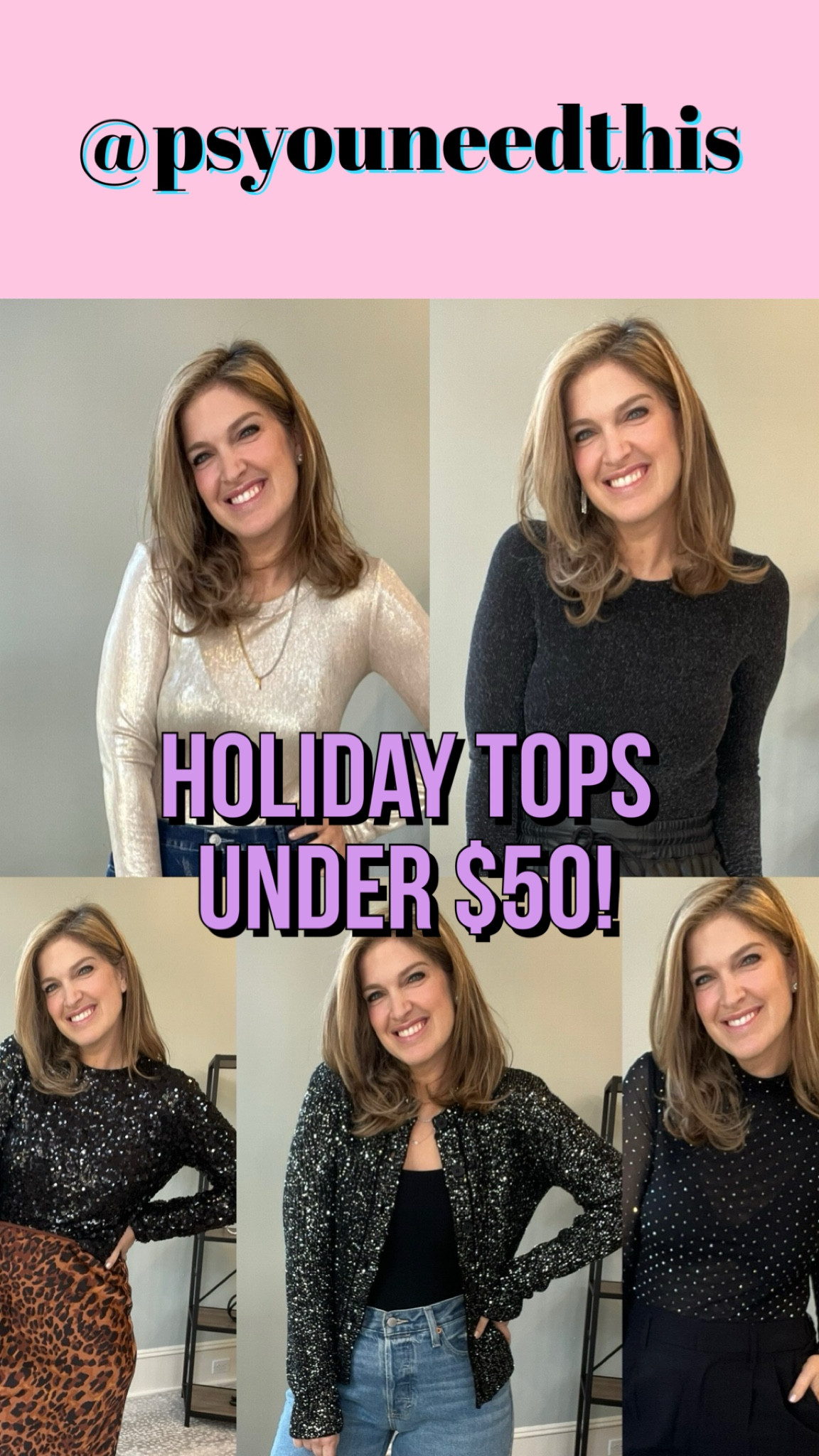 It’s almost December…which means holiday parties are coming! I rounded up some festive tops - all under $50! Comment “LOVE IT” for links, or shop via the link in my bio, in stories, or in my “November Reels” highlight!

These tops are sparkly, shiny and fun - and all affordable (most on sale right now)!! I’ll create a highlight called “Holiday Tops” in case you want to go back & shop!

#holidayoutfit #sparklytop #sequins #holidayparty #momstyle #momfashion

#LTKStyleTip #LTKFindsUnder50 #LTKHoliday