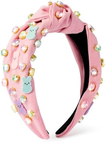 PANTIDE Easter Bunny Jeweled Knotted Headband - Rabbits Colorful Rhinestone Embellished Headband ... | Amazon (US)
