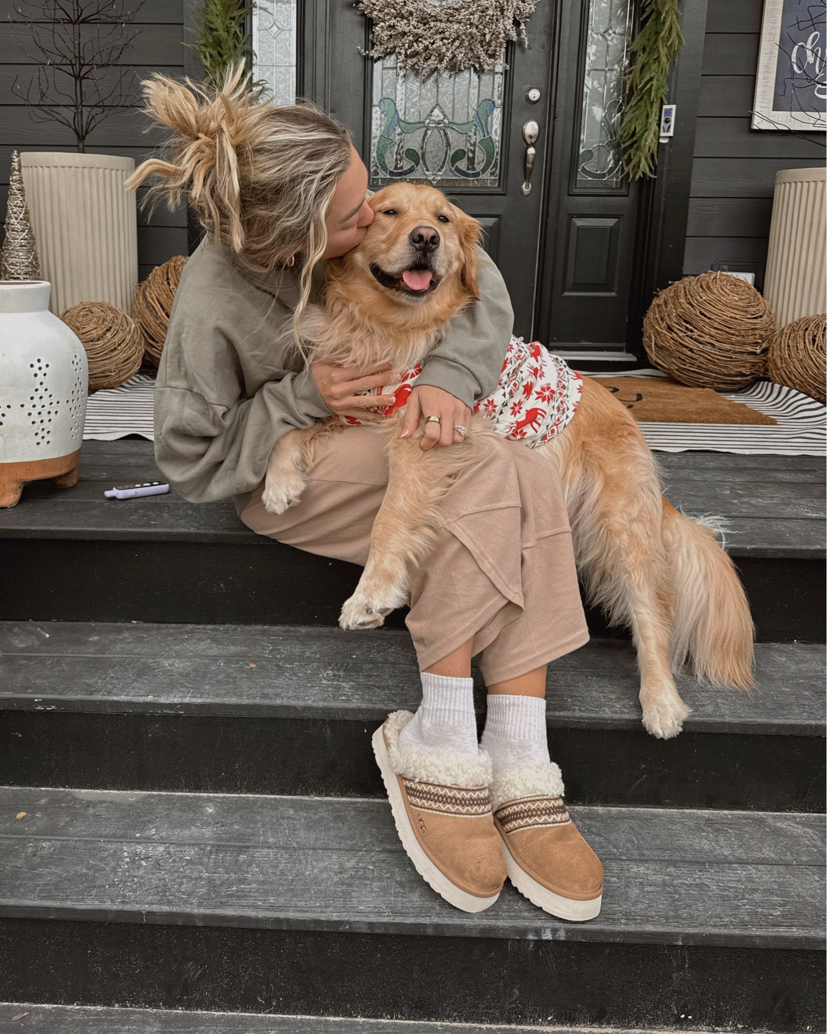 Cozy Christmas Day fit w/ my babes🤎✨🫶🏼 S in the pants, I size up in Uggs & the crew is a L from Nuuds! 

Also linked their sweaters HAHAH. They’re 2 years old from Hannah Anderson / both in the XL! They’re on major sale currently if you’re wanting to grab for next year! 🎅🏼🐾

Casual / neutrals / slippers / amazon fashion / Hannah Anderson / Holley Gabrielle 

#LTKFindsUnder50 #LTKSeasonal #LTKStyleTip