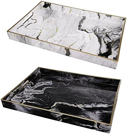 A&B Home Marble Motif Serving Trays, Set of 2 | Amazon (US)