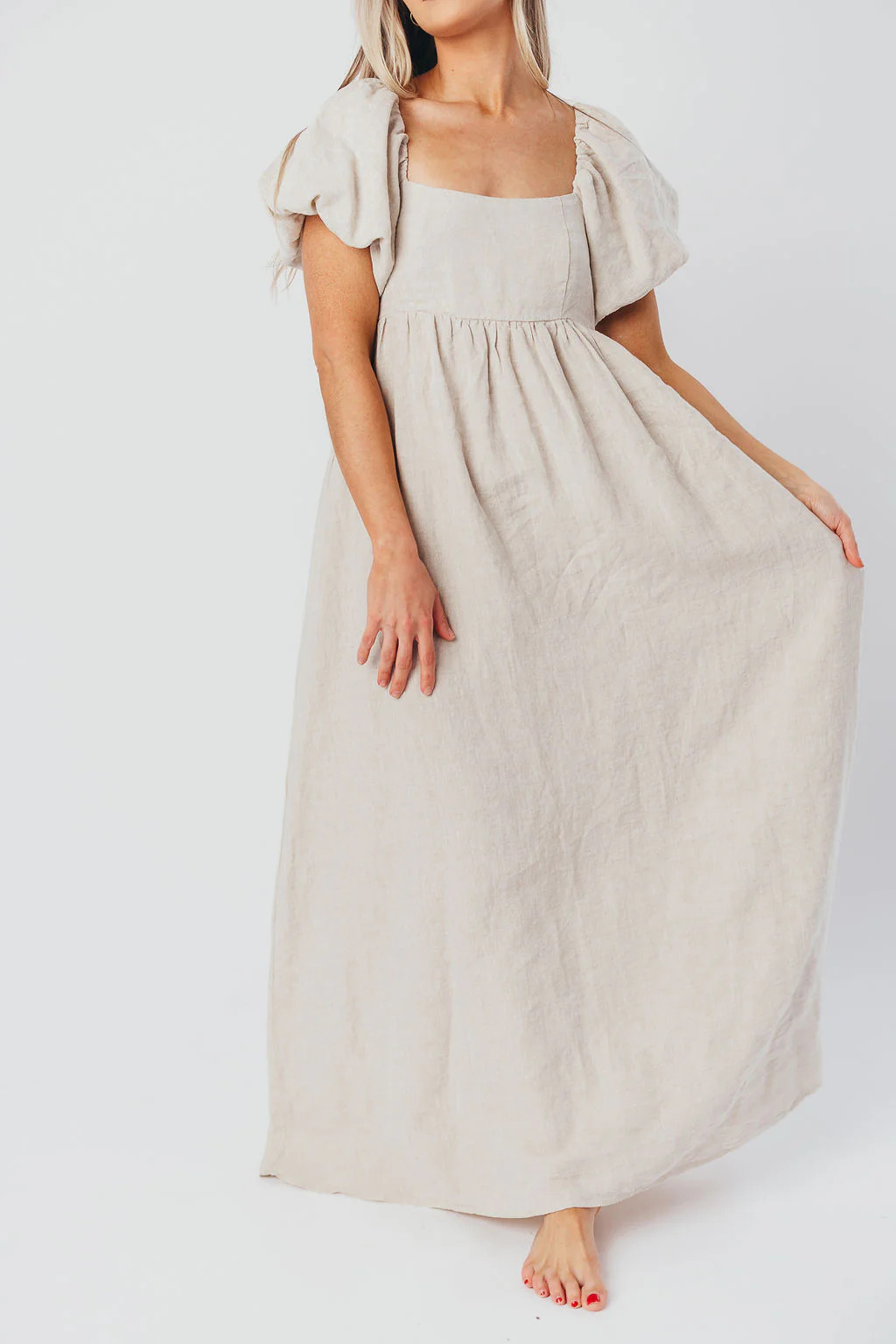 Candace Maxi Dress in Natural - 100% Linen - Bump Friendly | Worth Collective
