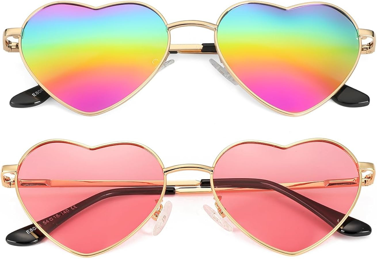 JOVAKIT Polarized Heart Sunglasses for Women Fashion Lovely Style Metal Frame UV400 Protection Le... | Amazon (US)