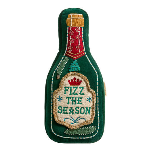 Fizz the Season Embroidered Beaded Bottle Shaped Throw Pillow by World Market | World Market