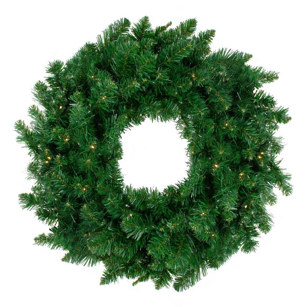 Northlight 48 in. Warm White LED Lights Pre-Lit Twin Lakes Fir Artificial Christmas Wreath-336633... | The Home Depot