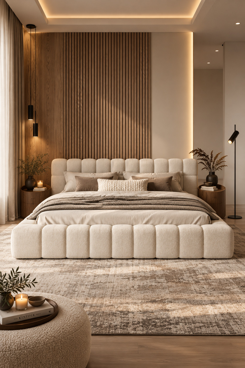 I’m obsessed with this chunky padded shape. It has that soft cloud-bed look that’s everywhere right now, but the warm cream color makes it feel really elevated and timeless. The oversized upholstered sections add so much texture that you barely need a complicated headboard wall behind it. Add cozy neutral bedding, soft lighting, and a big rug and you’ve got such an inviting primary bedroom. #Wayfair #CloudBed #CreamBedroom #UpholsteredBed #CozyBedroom #LuxuryDecor #BedroomGoals 

 #LTKSeasonal #LTKHome #LTKSaleAlert