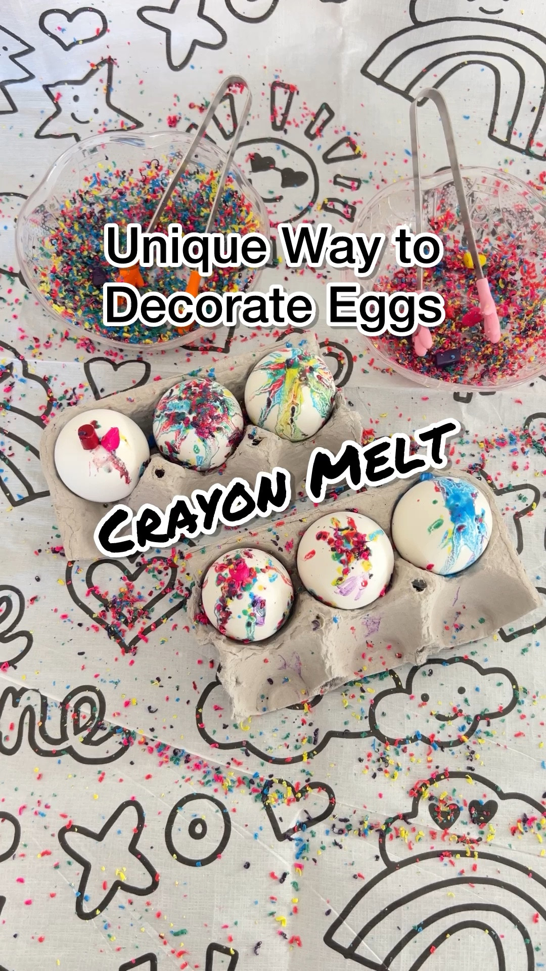 Skip the egg dye and try a new way to decorate eggs for Easter. Hard boil some eggs (I love my DASH egg cooker) and melt some crayon shavings.

#LTKVideo #LTKkids #LTKSeasonal