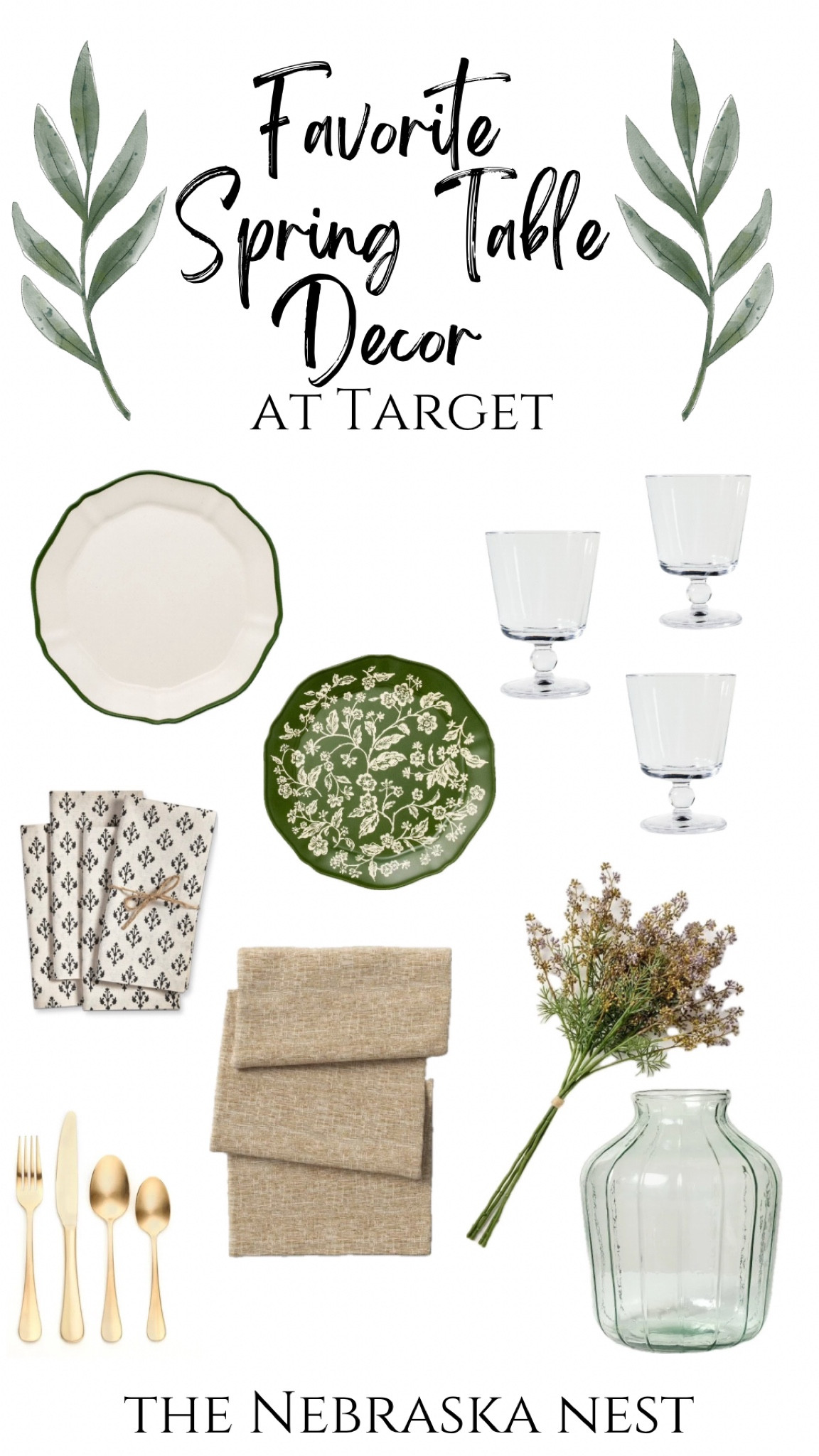 Favorite Spring Table Decor at Target! 🌿🖤 Love the neutral tones with hints of the green! Those green floral salad plates are my FAVE!

#LTKHome #LTKParties #LTKSeasonal