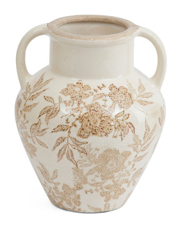 9x7.5 Ceramic Floral Handled Decorative Vase | Home | Marshalls | Marshalls
