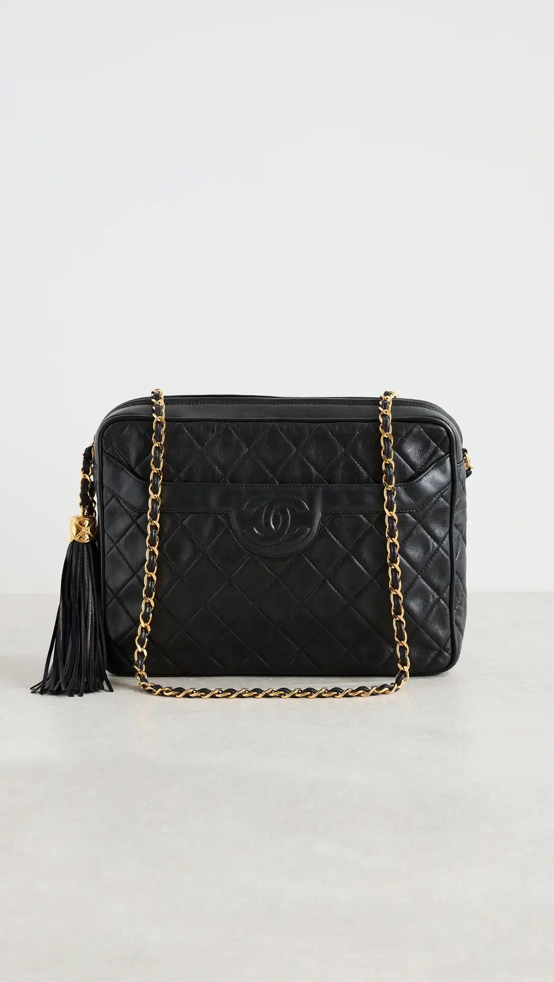 What Goes Around Comes Around Chanel Black Lambskin Pocket Camera Large | Shopbop | Shopbop
