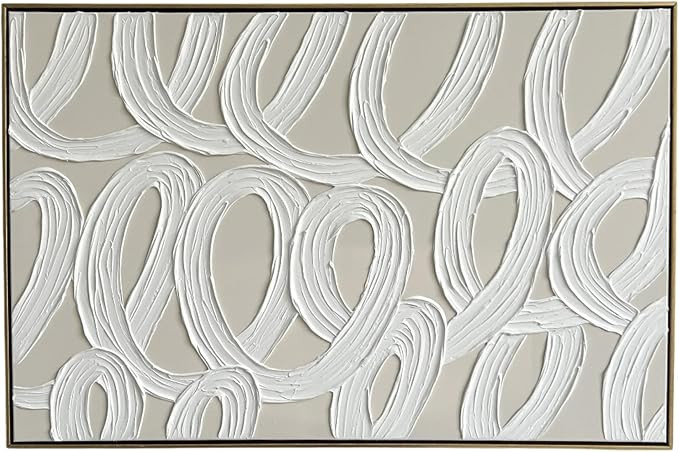 Colleen Karis Designs Textured Abstract Canvas Wall Art, Tonal Plaster Loops Design, Neutral Mode... | Amazon (US)