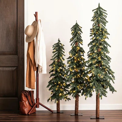 Natural Alpine Green Cedar Artificial Christmas Tree with 450 Clear Lights | Wayfair North America