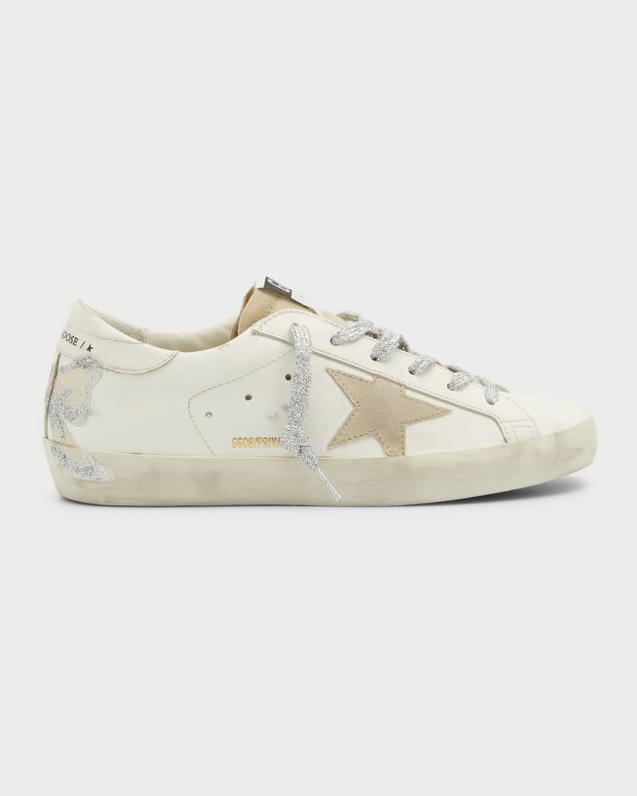 Golden Goose Superstar Glitter Bow Low-Top Sneakers | Neiman Marcus