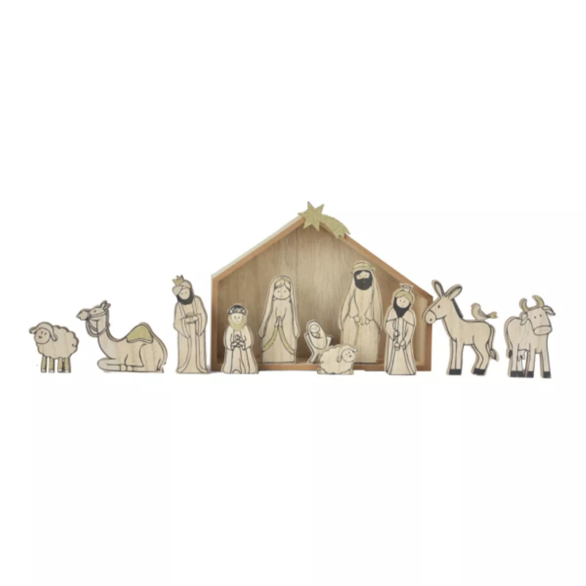 Ganz Wood Grain Christmas Nativity Set, 12 Pieces | Target