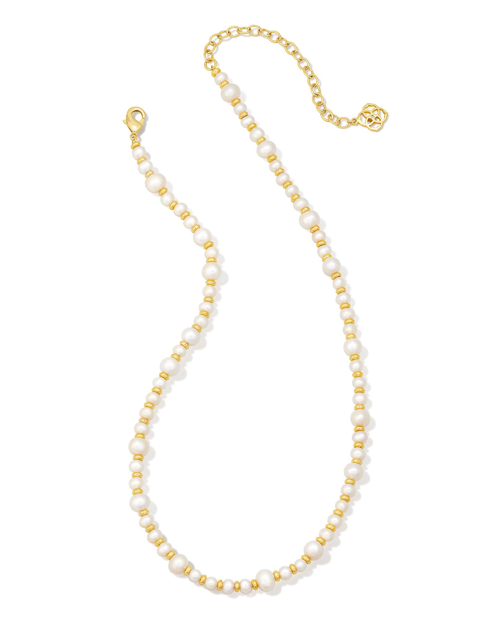Jovie Gold Beaded Strand Necklace in White Pearl | Kendra Scott