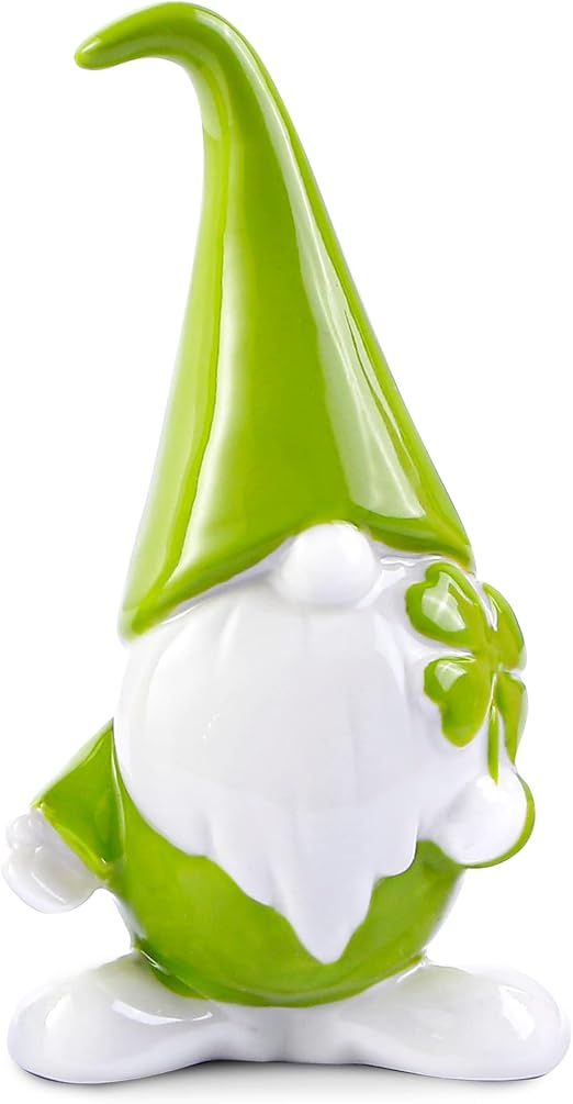 PUDDING CABIN Lucky Gnome with Four Leaf Clover for St Patricks Day Decorations, Green Gnome Aest... | Amazon (US)