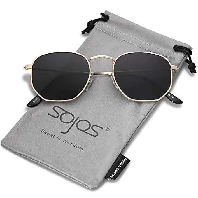 SOJOS Small Square Polarized Sunglasses for Men and Women Polygon Mirrored Lens SJ1072 | Amazon (US)