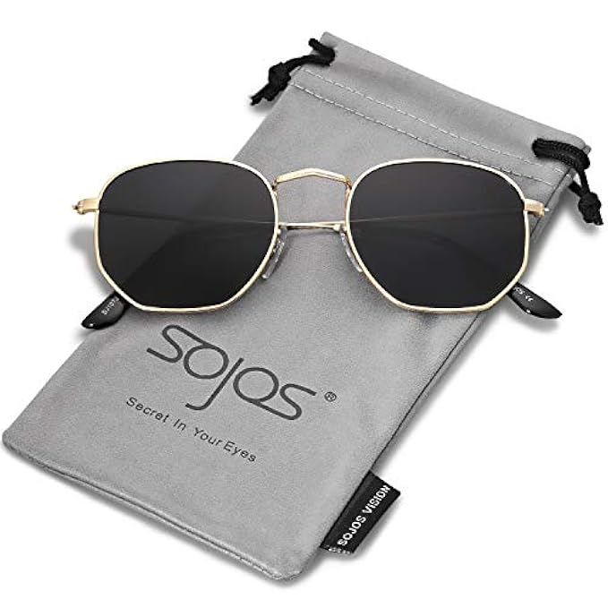 SOJOS Small Square Polarized Sunglasses for Men and Women Polygon Mirrored Lens SJ1072 SJ1077 | Amazon (US)