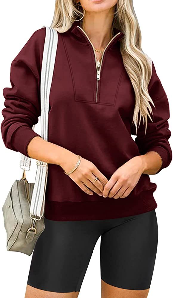 Micticsi Half Zip Pullover Women Fleece Long Sleeve Sweatshirt Quarter Zip Trendy Hoodie Outfits ... | Amazon (US)