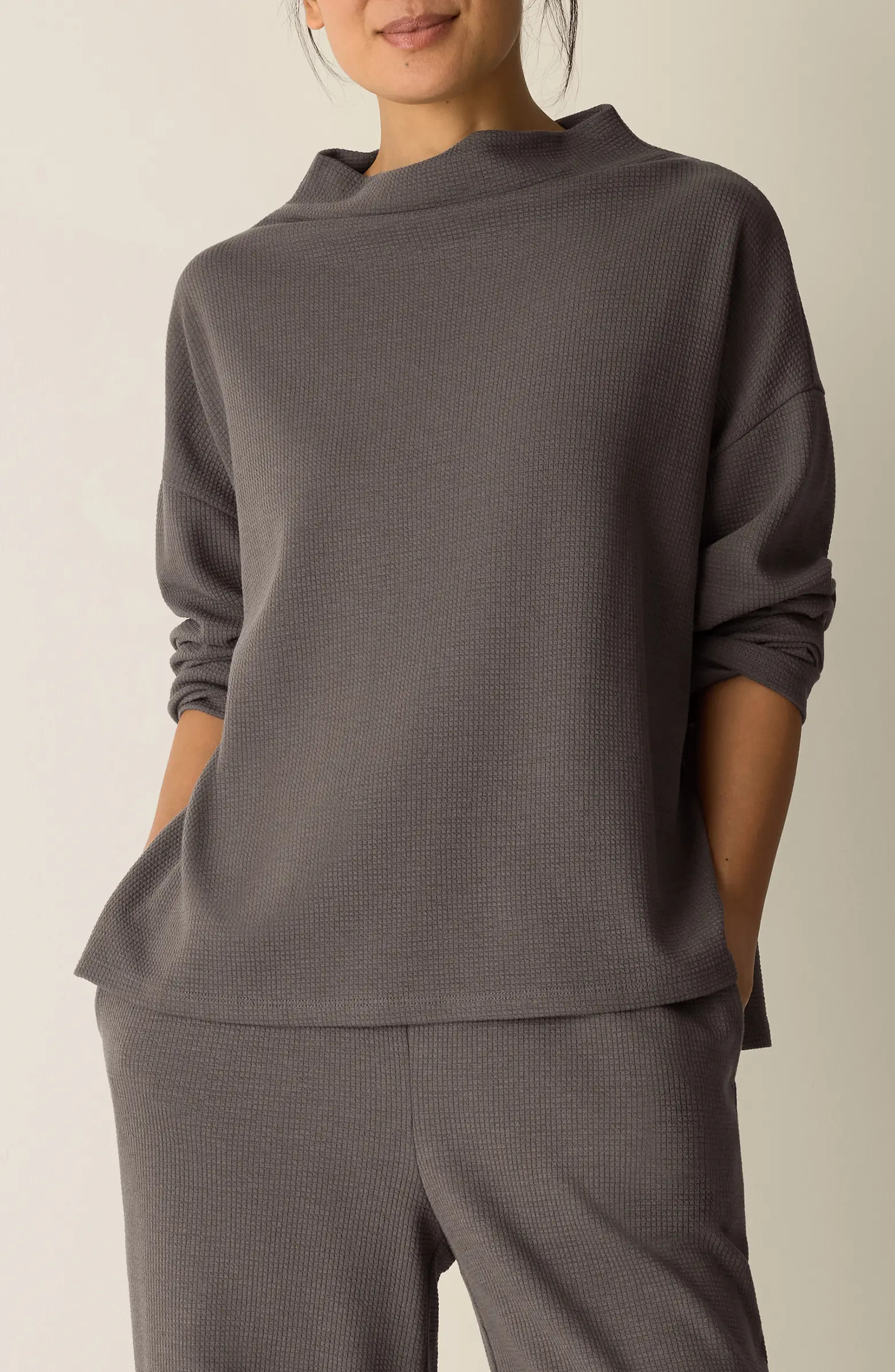 Funnel Neck Boxy Organic Cotton Blend Top | Nordstrom