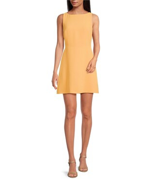 Charlotte Crepe Boat Neck Sleeveless A-Line Mini Dress | Dillard's