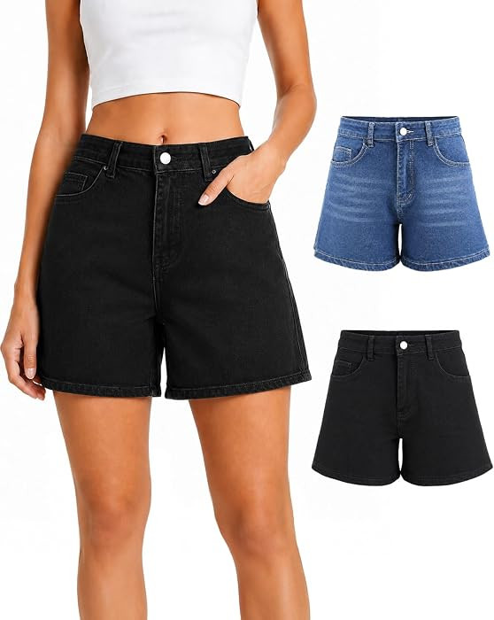 Lileyas Jean Shorts Women Pack Denim Shorts Jorts Baggy Casual for Ladies High Waist and Stretchy... | Amazon (US)
