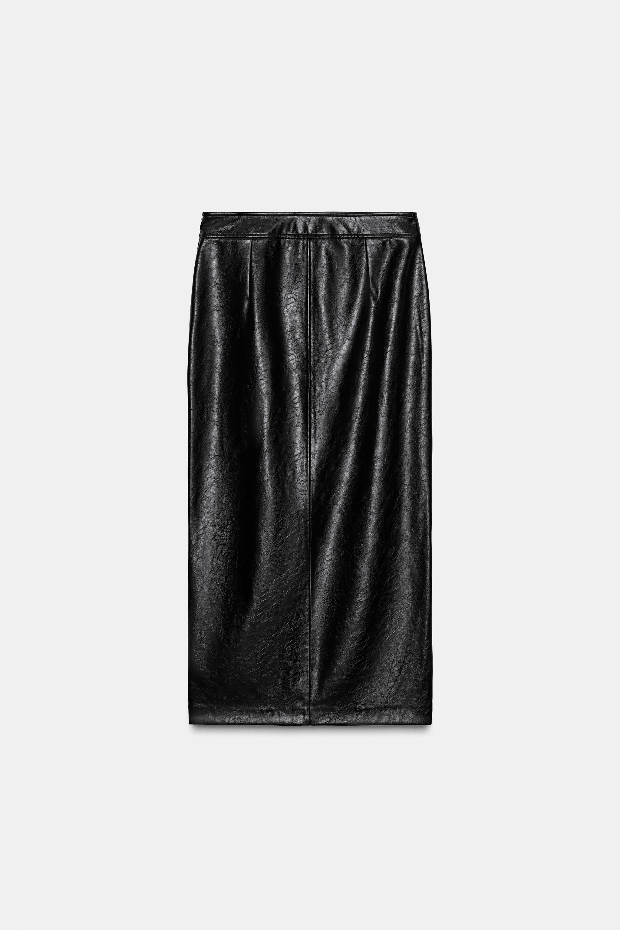 FAUX LEATHER MIDI SKIRT | Zara US