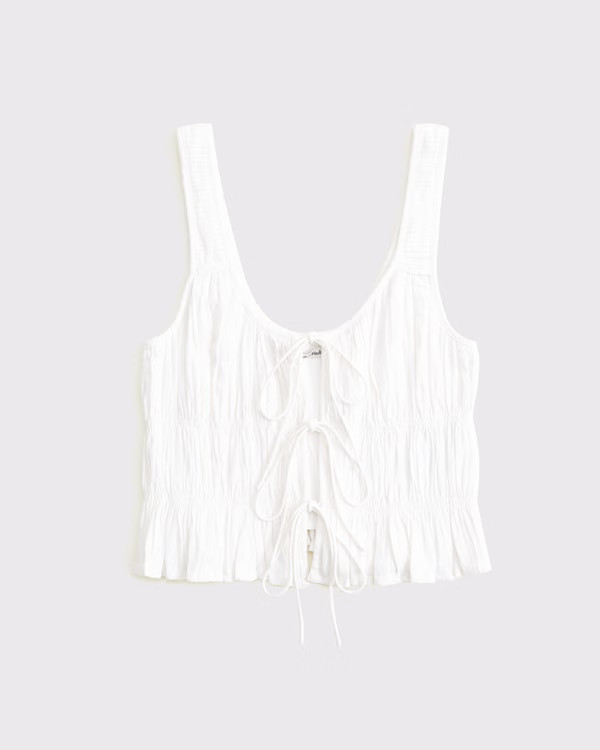 Women's Ruched Tie-Front Top | Women's Tops | Abercrombie.com | Abercrombie & Fitch (US)