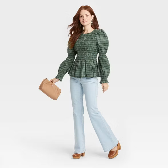 Women's Puff Long Sleeve Smocked Blouse - Universal Thread™ | Target