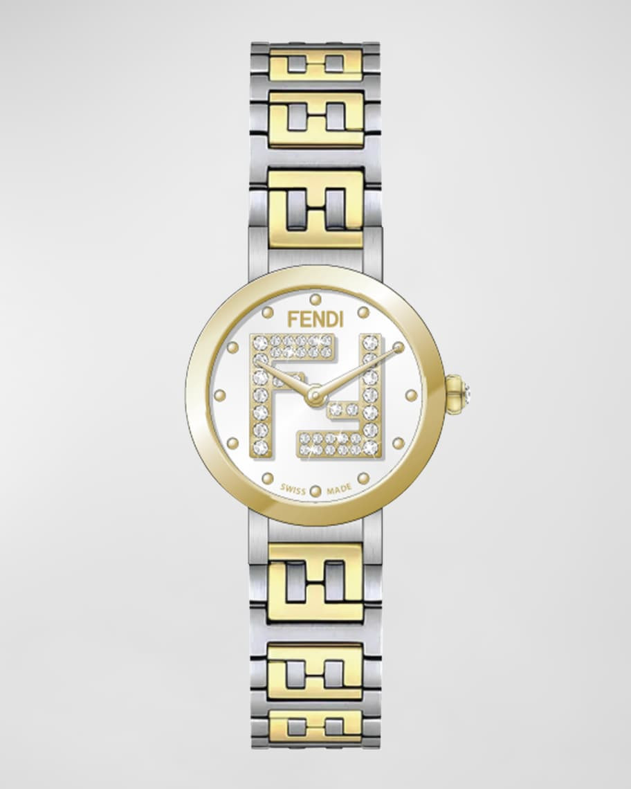 Fendi Forever Fendi FF Diamond Two-Tone Bracelet Watch, 19mm | Neiman Marcus