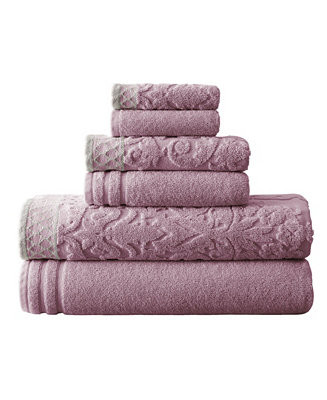 Damask Jacquard Embellished Border 6-Pc. Towel Set | Macys (US)
