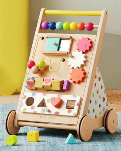 Tiny Land Wooden Baby Walker, Adjustable Speed Baby Push Walker for Boys and Girls, Montessori Activity Center Push Toy for Kids' Development, Ideal Christmas Gift for Toddlers (Rainbow) | Amazon (US)