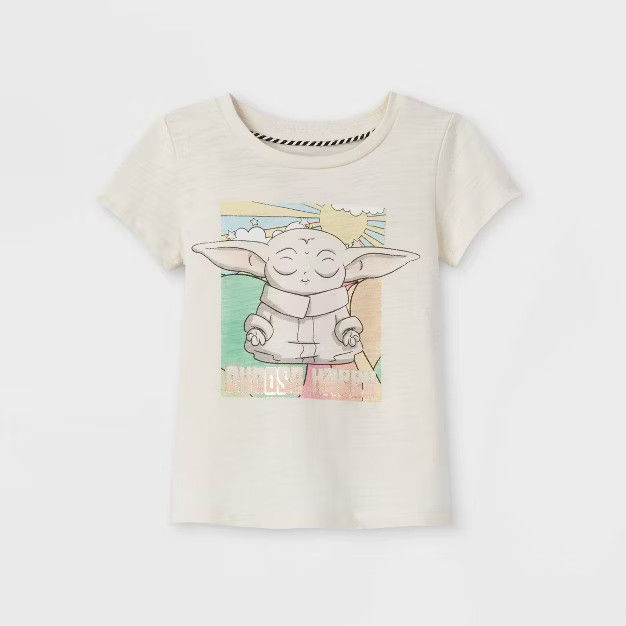 Toddler Girls' Star Wars Baby Yoda Short Sleeve Graphic T-Shirt - Off-White | Target